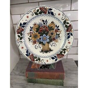 Royal Delft Flower Basket Polychrome Charger Plate Bowl Colorful Wall Plate